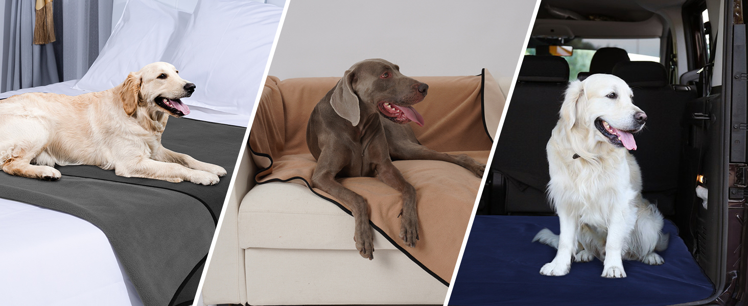 Водонепроникний коврик для собак PETTOM 152x127 см, м'який коврик для великих та маленьких собак, захисний коврик для дивана, ліжка, автокрісла, меблів - прання до 30°C (L, пісочний)