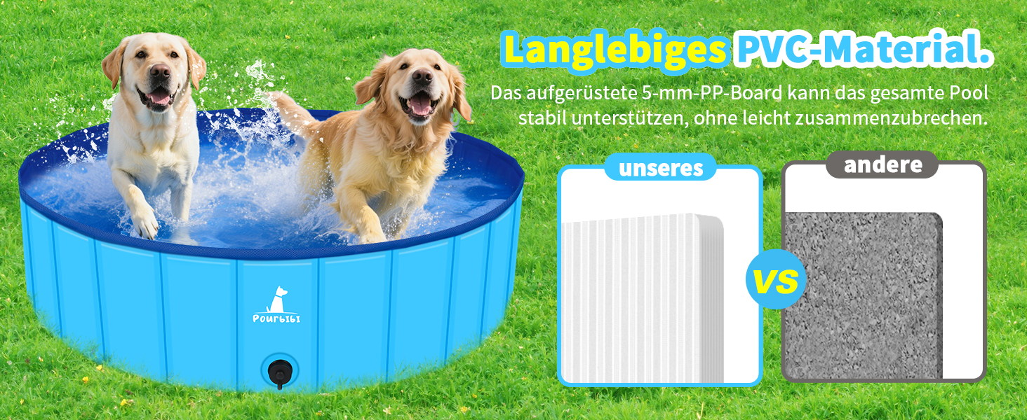 Басейн для собак Pourbibi, 80x20 см, складаний, з ПВХ, антиковзаюча поверхня