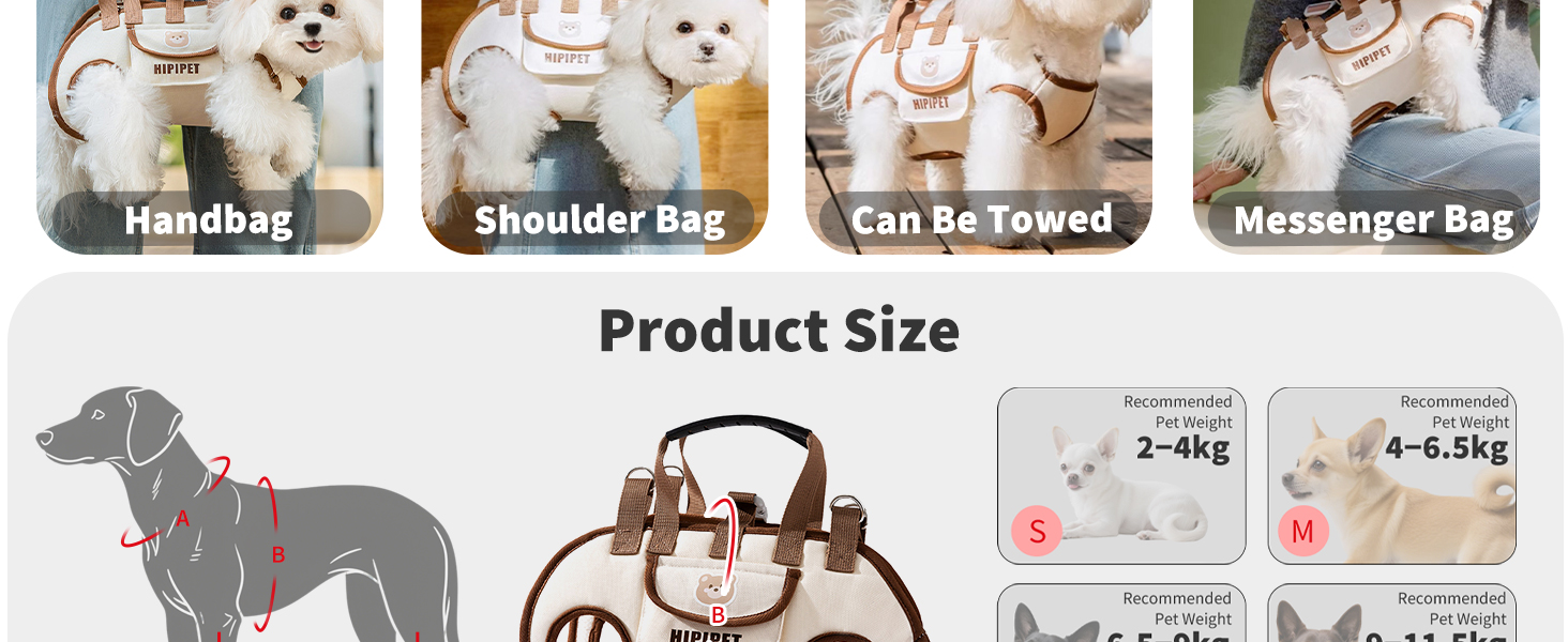 PETCUTE Сумка-переноска для собак 4-в-1, ручка-шофер для великих собак, дихаюча сумка-переноска на плечі для маленьких цуценят, сумка для тварин з ремінком на плечі, для прогулянок на вулиці Бежевий+Коричневий