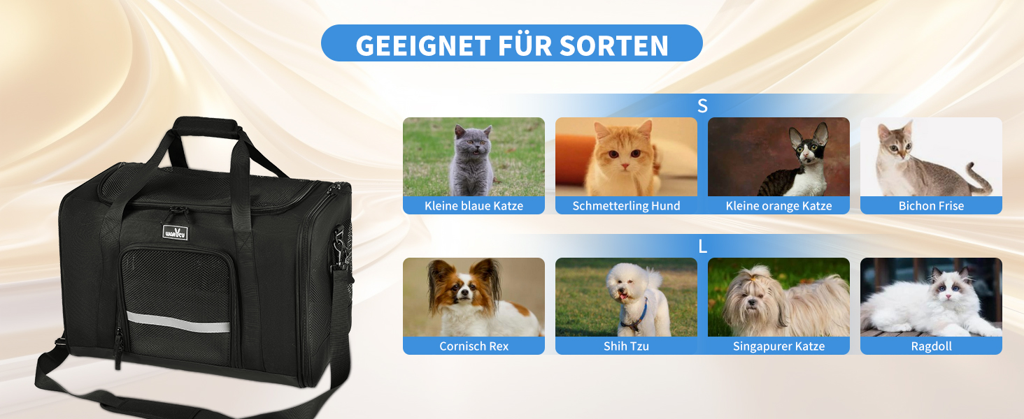 Сумка-переноска для собак та котів Wakytu, велика, чорна, розширювана, складна, 900D Oxford, міцна