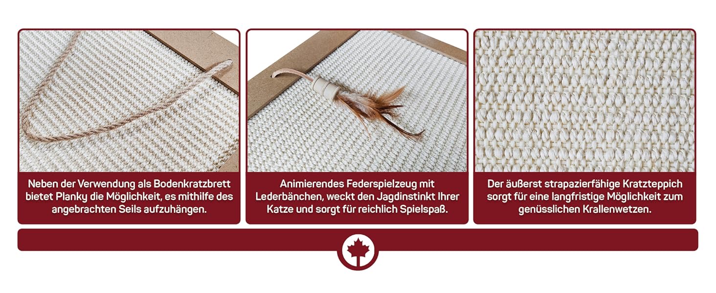 Котячий кігтетоп Planky XXL - великий килимок для дряпання котів з дерева, 70x35 см, 80x40x2 см