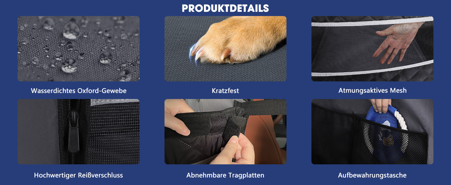 Автокрісло для собак MixJoy: стабільне, вологостійке, з кріпленнями для середніх та великих собак (сірий)