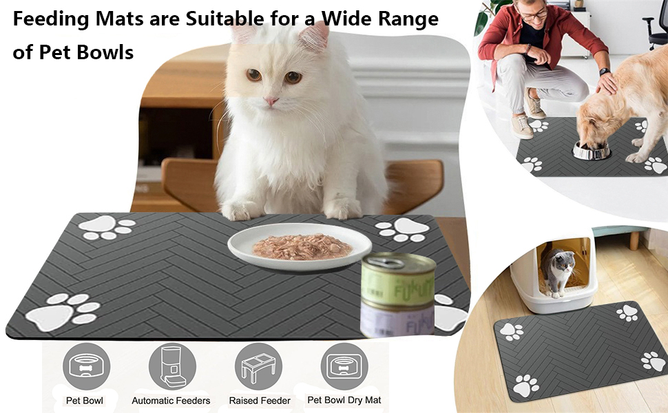Килимок для годівлі котів та собак, супер вбираючий, неслизький, 40 x 60 см (темно-сірий)