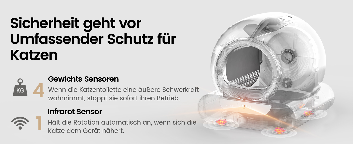 Автоматичний лоток для котів LELO PAWS, 65л, самоочищення, з контролем запаху, керування через APP, електричний, XXL, для кількох котів, білий