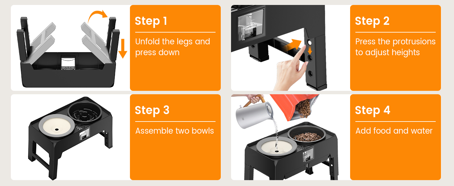 Підвищені годівниці для собак з нержавіючої сталі, без розбризкування, з підставкою, регульована висота, для маленьких, середніх та великих собак та котів