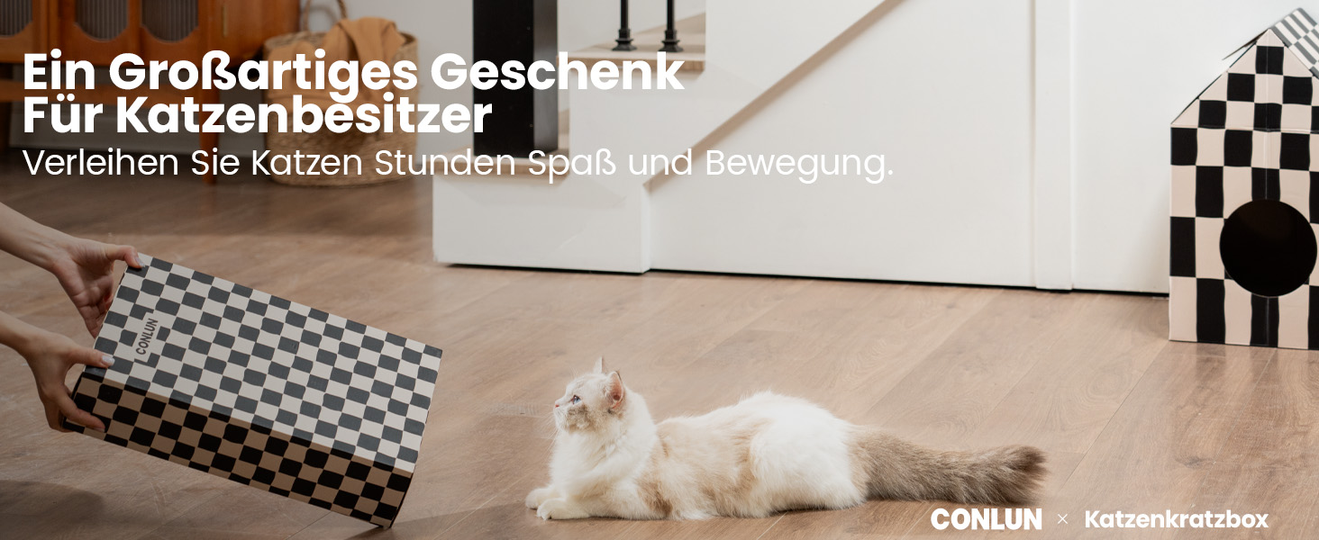 5-Piece Cat Scratch Box Set from Conlun: Large, Double-Sided Design, Interactive Openings, Durable Scratch Pad, Furniture Protector (White)