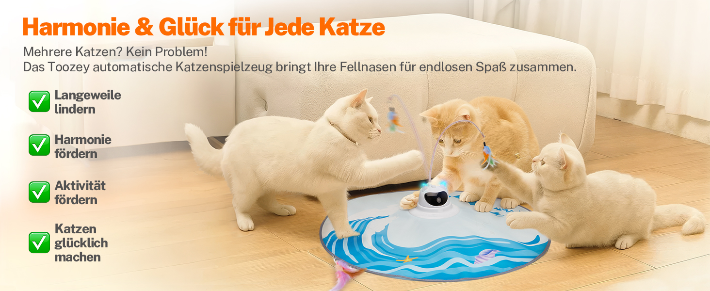 Інтерактивна іграшка для котів Toozey з 3 знімними пір'ями, електрична іграшка з автоматичною подачею пір'я та USB-зарядкою, іграшка для самостійних ігор для котів будь-якого віку, блакитна