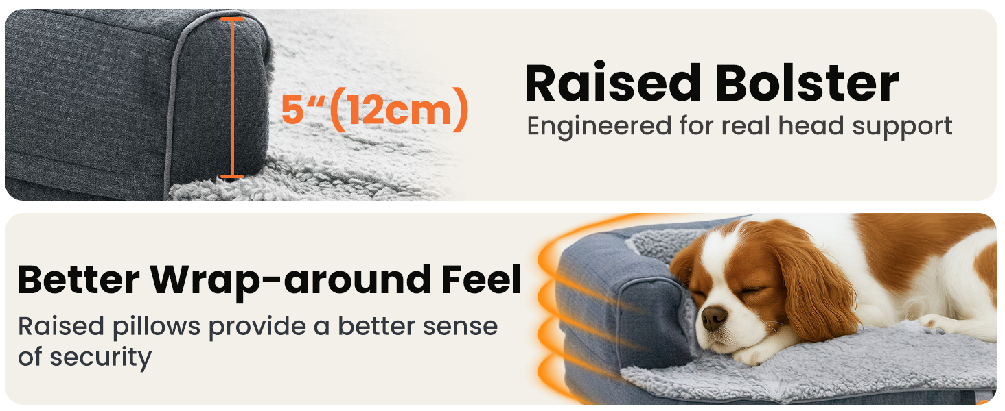 Ортопедичне ліжко для собак Laifug з memory foam, вологостійке, знімний чохол, неслизьке дно, сіре – для літніх та хворих собак