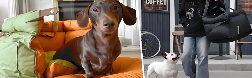 Автокрісло для собак маленьких порід, підставка для собак у машину, ліжко для собак з memory foam, з кишенями та страхувальним ремінцем, миється