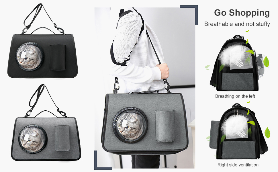 PETCUTE Транспортна сумка для собак та котів, складана, дихаюча, з регульованим плечовим ременем, знімний килимок, схвалена авіакомпаніями, чорна