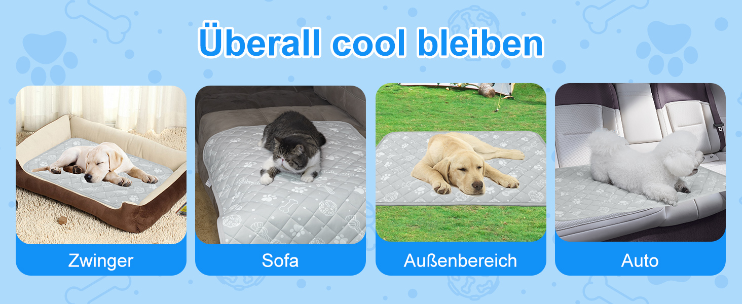 Кühlmatte для собак та котів MH MYLUNE HOME - термохромна охолоджуюча килимок, самоохолоджуюча, не слизька, водопоглинаюча, портативна, сіра, 110x80 см