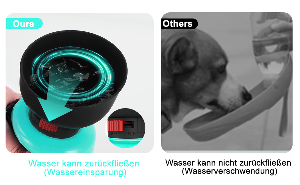 Складана пляшка для води для собак Lesotc, 1000 мл, блакитний колір (для прогулянок, подорожей, кемпінгу)