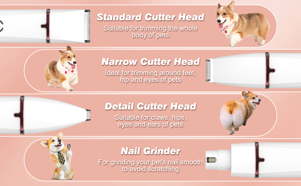 Машинка для стрижки собак Leise, 4 в 1: стрижка тіла, обличчя, вух, подушечок лап. Ідеальна для собак та котів.