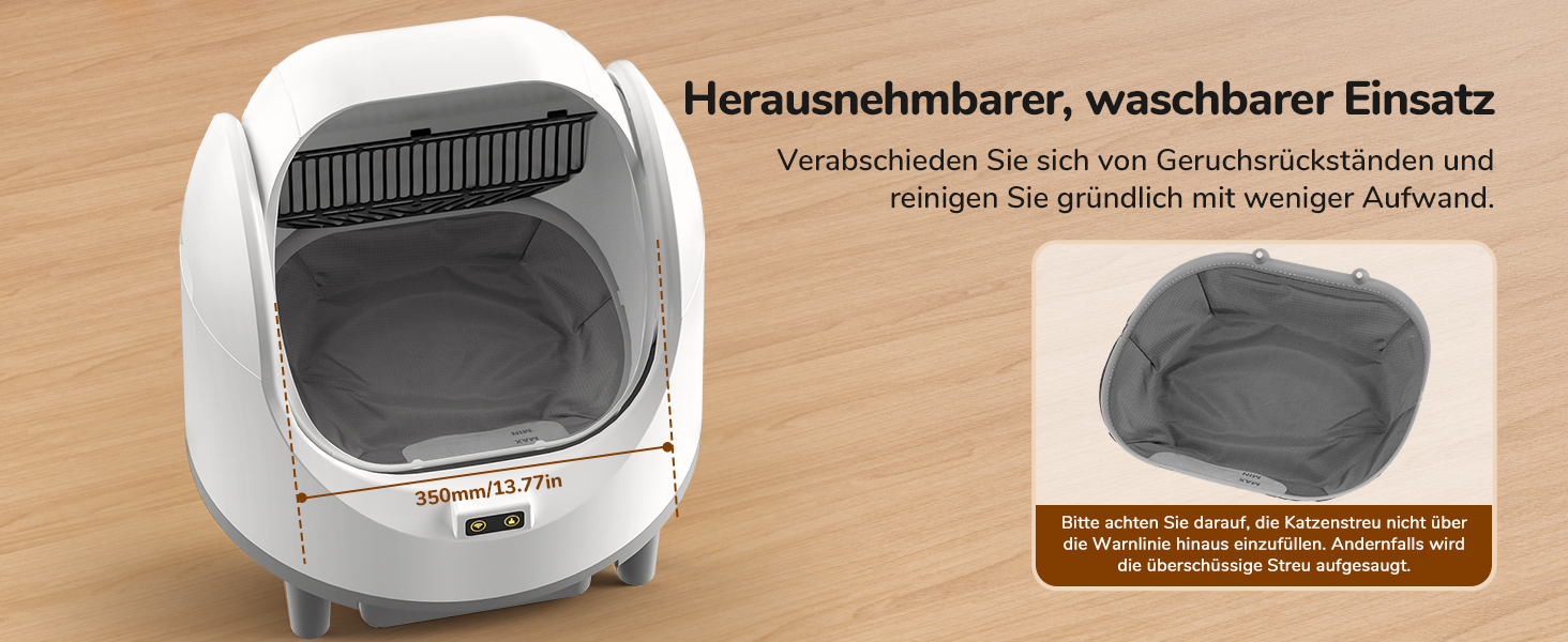 Автоматичний лоток для котів Katzenklo XXL з самоочищенням, відкривається зверху, з керуванням через додаток, датчиком безпеки та усуненням запаху. Великий об'єм для кількох котів