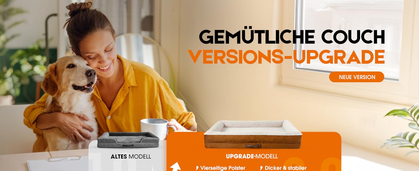 Ортопедичне ліжко для собак великих порід, корзина для собак, що можна прати, з піною у формі яйця, водовідштовхуване ліжко для собак з неслизьким дном та чотиристоронні подушки (колір: коричневий, розмір: 91x61x18 см)