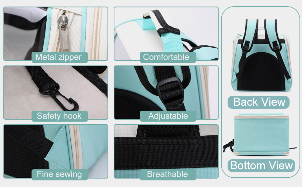 Рюкзак для кота та собаки PETCUTE з сіткою, дихаючий, з поводком, знімний килимок, блакитний