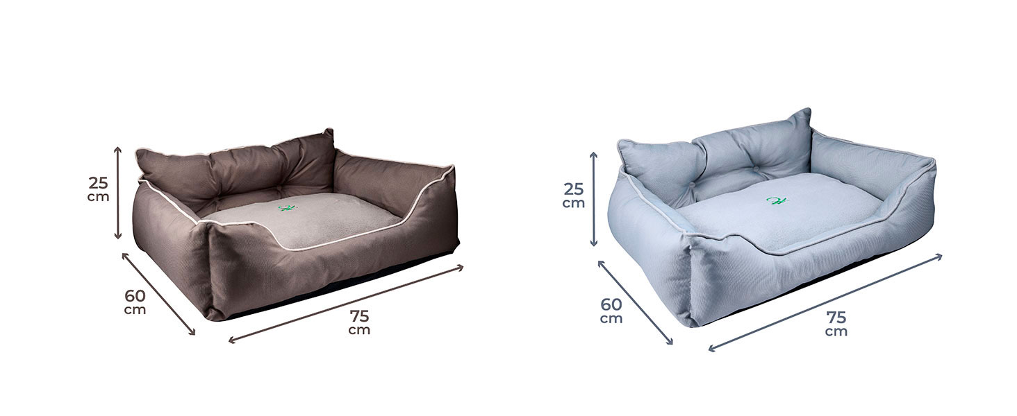 Крісло-ліжко для собак середніх порід Benetton, сіре, розмір M, 65x50x20 см, поліестер, можна прати в пральній машині