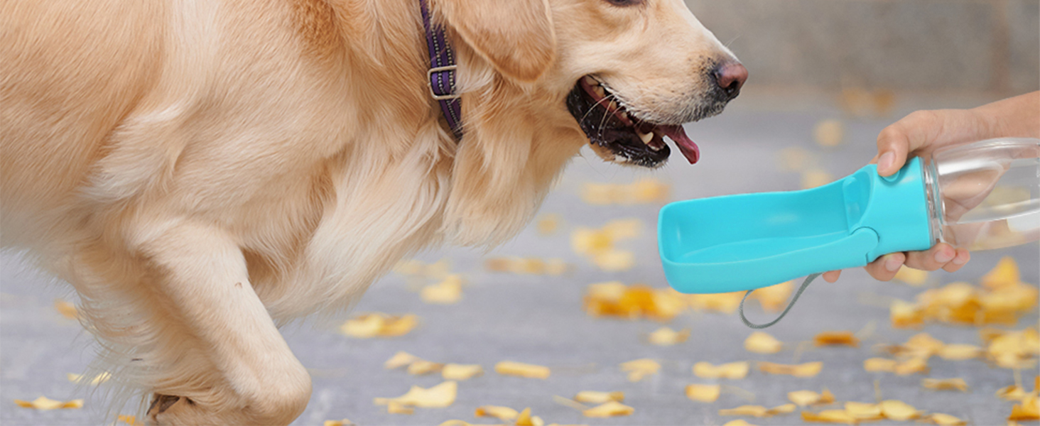 Водяна пляшка для собак на прогулянку 570мл або 350мл. Пляшка-поїльник для цуценят, малих, середніх та великих собак. Колір: блакитний