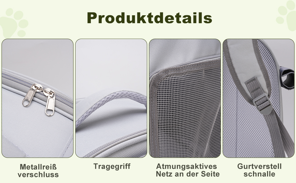 Рюкзак для кота/собаки до 7 кг, дихаючий, з сіткою та страхувальним ремінцем – водовідштовхувальне оксфордське полотно, складаний, для подорожей, ветеринара (сірий)