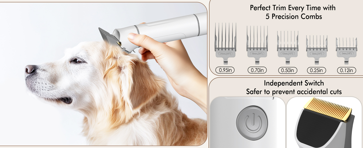 Rywell Професійна машинка для стрижки собак 4L з пилососом, 13000 Pa, 6 насадок для грумінгу, щітка для собак, пилосос для собак з щіткою, тиха