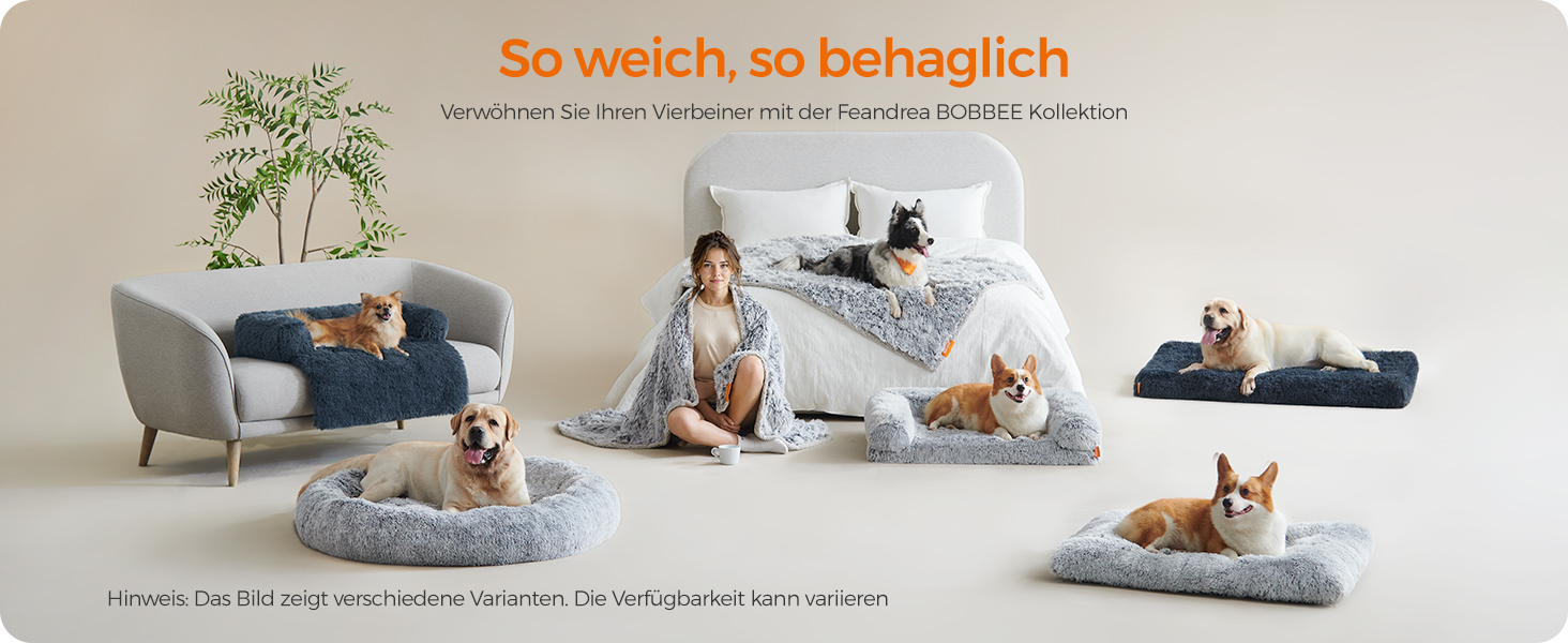 Кругле ліжко для собак та котів Feandrea з м'яким плюшем, діаметр 120 см, світло-сірий колір, знімний наповнювач, PGW043G01