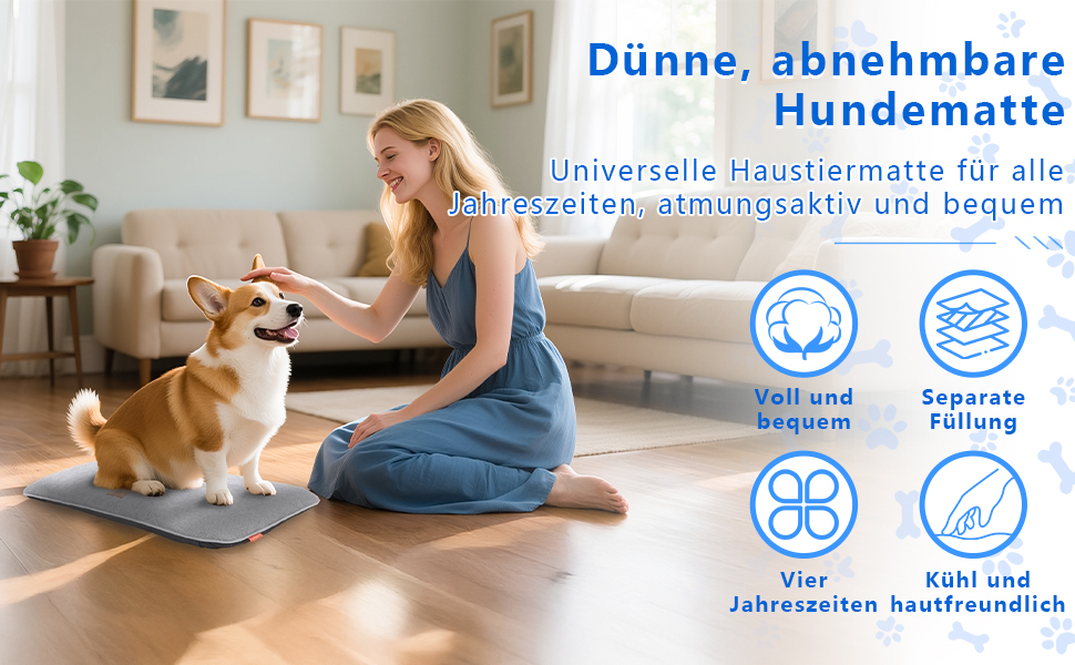 Килимок для собак, неслизький, миючий, для активного відпочинку, знімний чохол, для маленьких, середніх та великих собак, теплий взимку та прохолодний влітку, сірий, XXL (105 x 68 x 4,5 см)