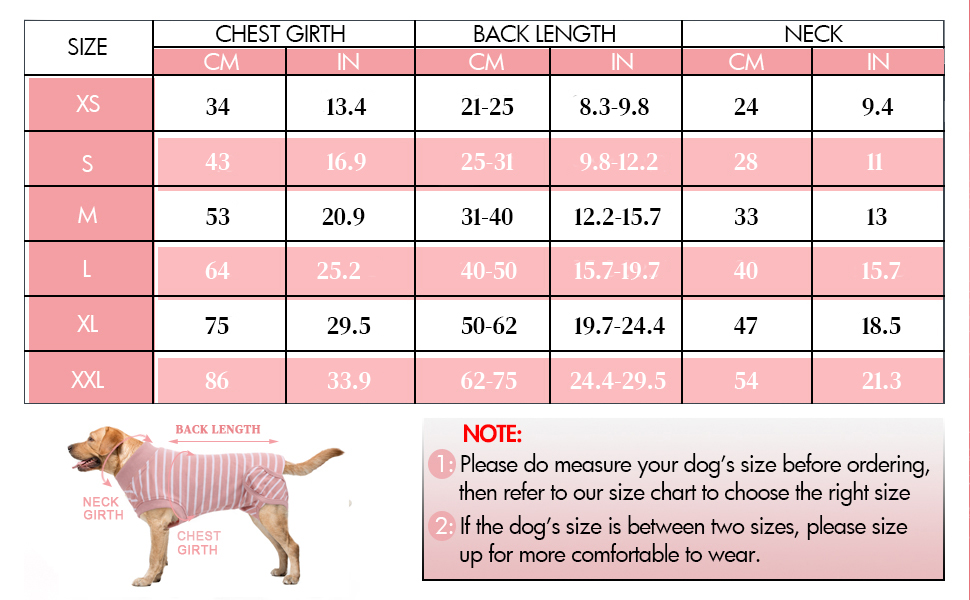 Одяг для собак після кастрації - Медичний боді для собак, альтернатива комірчику, для маленьких, середніх та великих собак, дихаючий, рожевий в смужку, розмір L