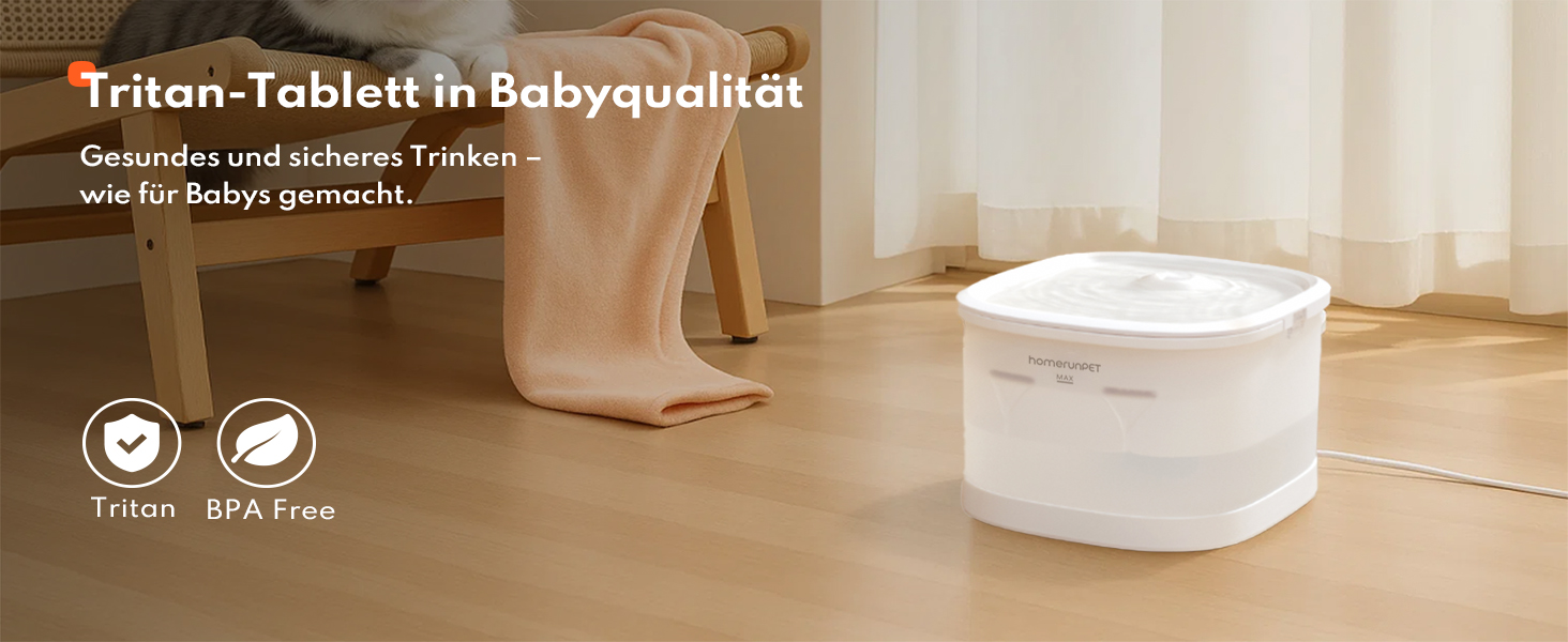 Фонтанчик для котів Homerunpet: тихий, 2.5л, бездротовий, з професійним фільтром, миється у посудомийній машині