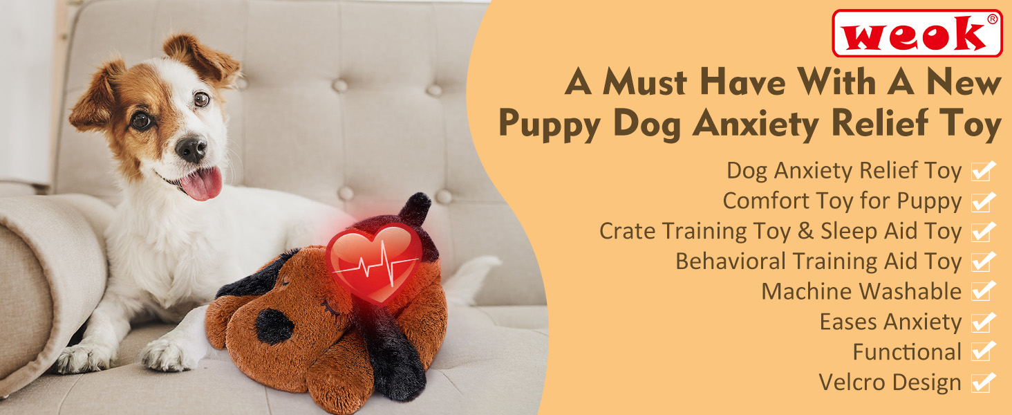 Іграшка-сердечко для собак WEOK - комфортне м'яке ліжко для зняття тривоги, заспокійлива допомога, допомога зі сном, для середніх собак (колір коричневий)