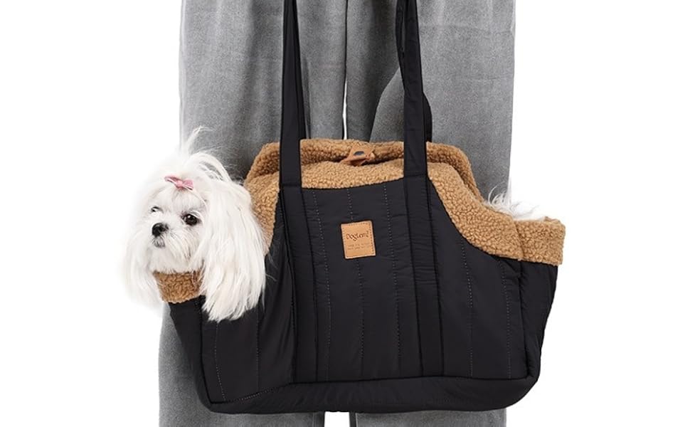 Сумка-переноска для собак до 7.5 кг, флісова, тепла, для цуценят, для собак та котів - сумочка-переноска з регульованим плечовим ременем та сумкою для зберігання (Сірий, Як на фото)