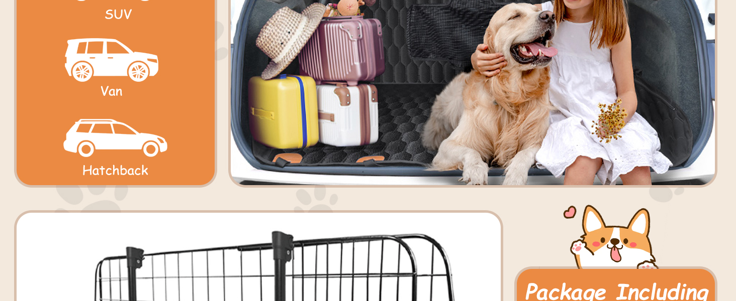 Автозахист для собак Nobleza: сталева перегородка-бар'єр у машину, 96-145x30 см