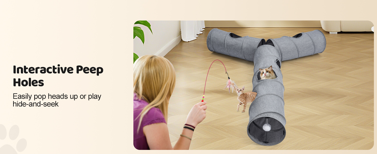 Туннель для котів Odoland з льону, складаний, з м'ячиком. Іграшка для котів, цуценят та дрібних тварин. Сірий колір