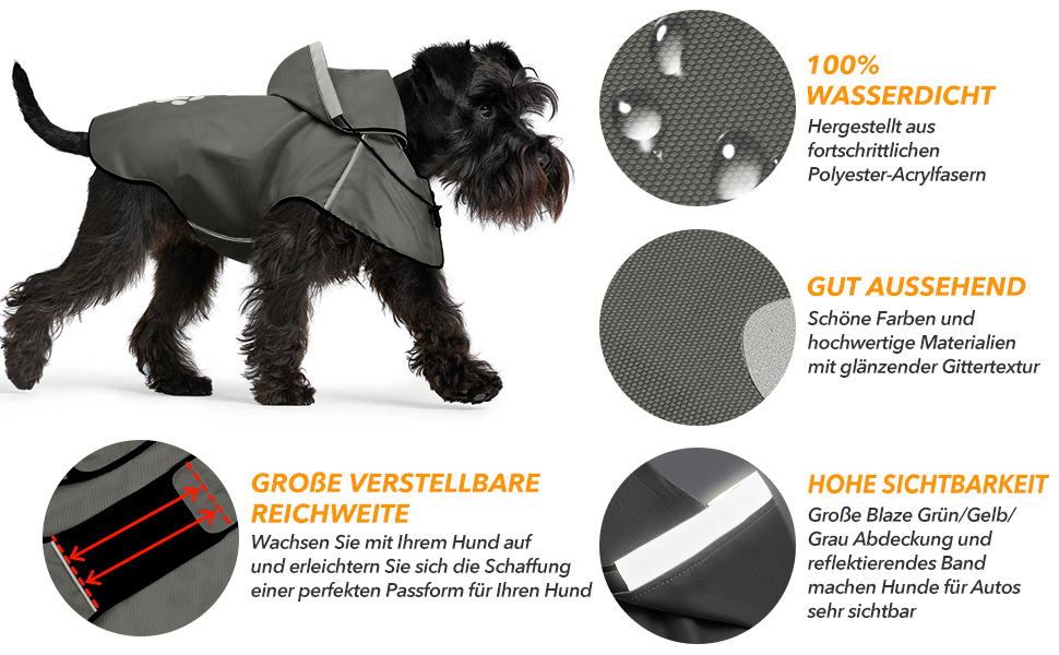 Водонепроникна куртка для собак з капюшоном, для прогулянок та ігор, сіра, для малих, середніх та великих порід