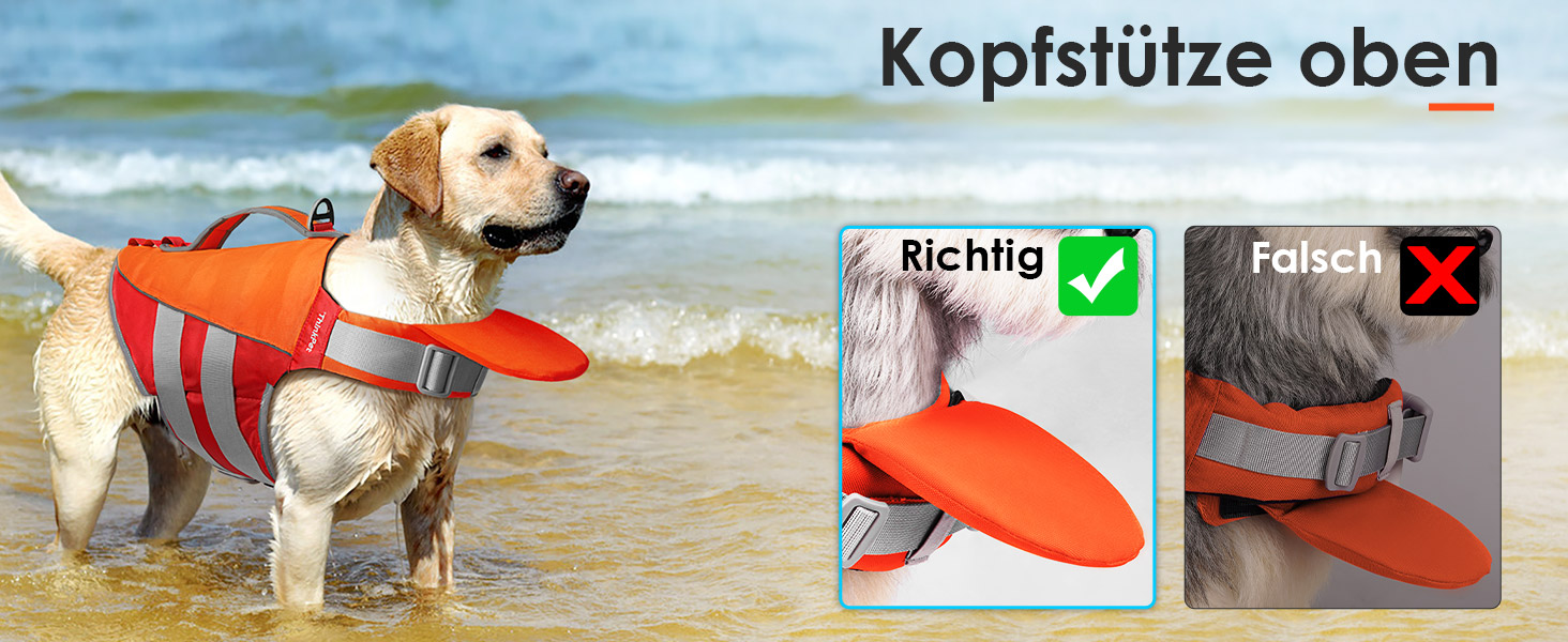 ThinkPet Жилет рятувальний для собак, світловідбиваючий, з регулюванням, поплавці (Оранжевий, Червоний, Розмір S)