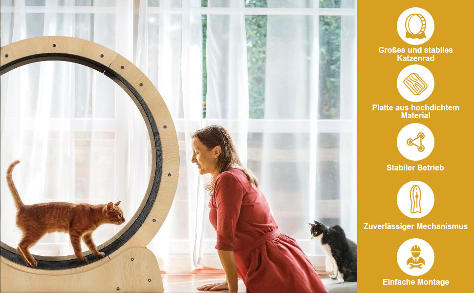 Лялькове колесо для котів WUDLEP - велике колесо для дому з покриттям, для фітнесу та схуднення (натуральний колір дерева)