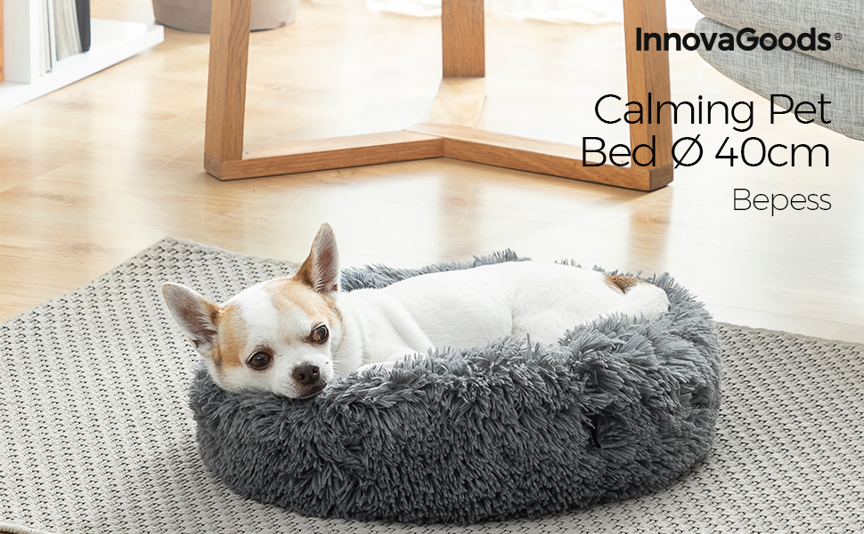 Крісло-лежанка для тварин InnovaGoods® Anti-Stress Bepess (40 см), сіре, Medium