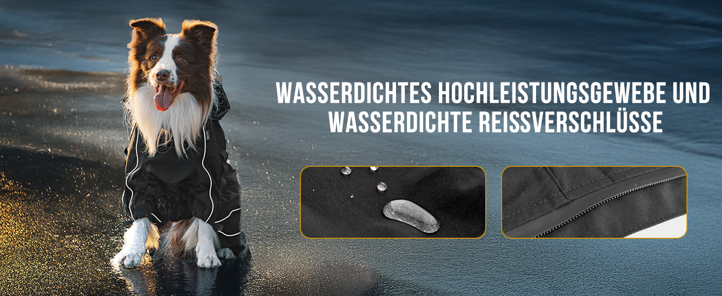 Регульована дощова куртка для собак OneTigris RIDERSTORM, чорна, XL (машинне прання)