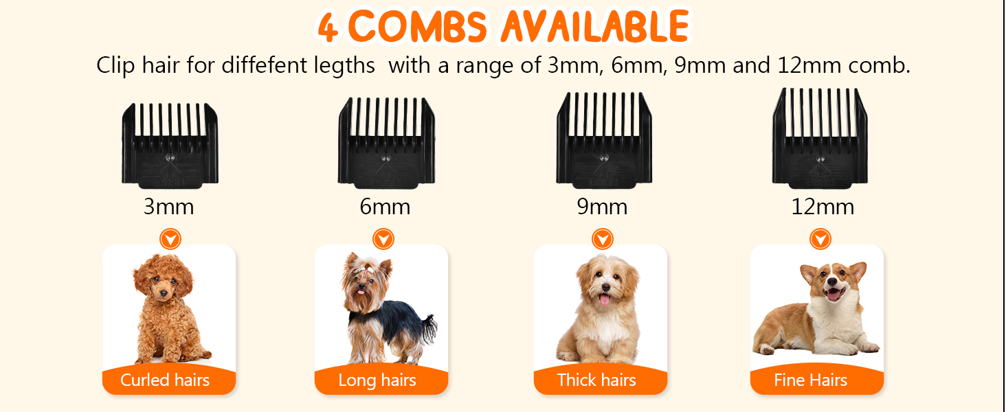 Професійний триммер для собак та котів YAZ EKY Leise - електрична машинка для стрижки з 4 насадками, для густого, кучерявого та довгого волосся