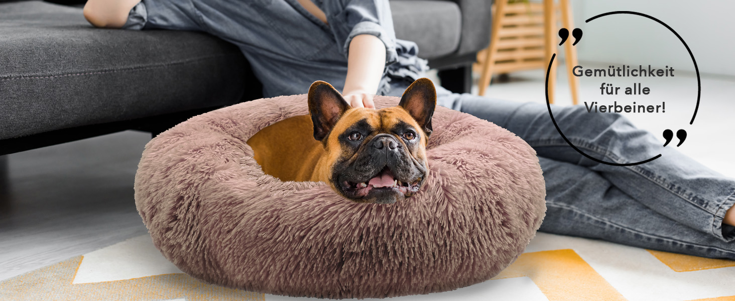 Кругле ліжко для собак середніх порід, 70 см, м'яке пухнасте гніздо, зручне та миється, колір хакі