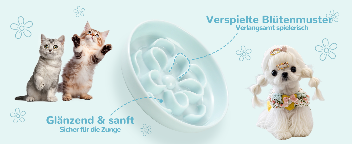 Набір мисок протиковтання для котів та маленьких собак 3 шт. - Миски з лабіринтною конструкцією, зелені, блакитні, рожеві