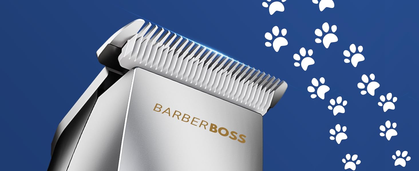 Бездротова машинка для стрижки собак та котів BarberBoss QR-9083 з 8 насадками, LED-дисплеєм та 4 швидкостями