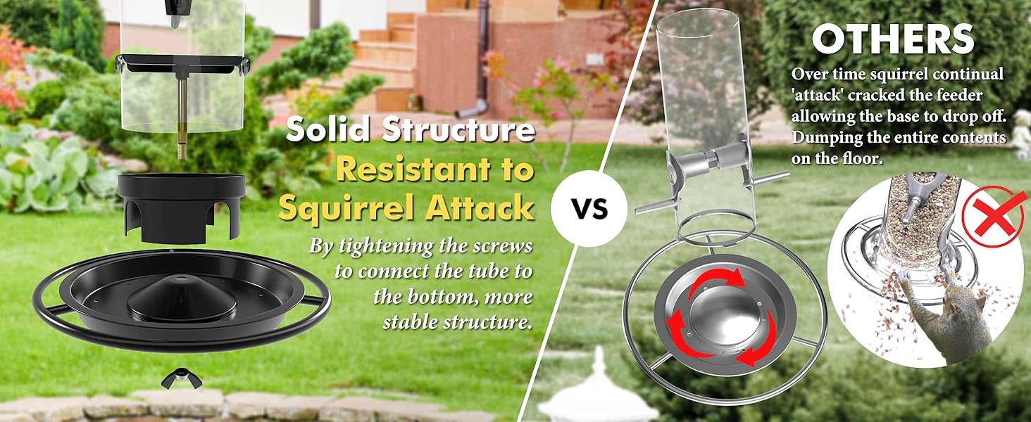Годівниця для птахів iBorn на відкритий простір – металева годівниця для птахів, 900г місткість, чорна