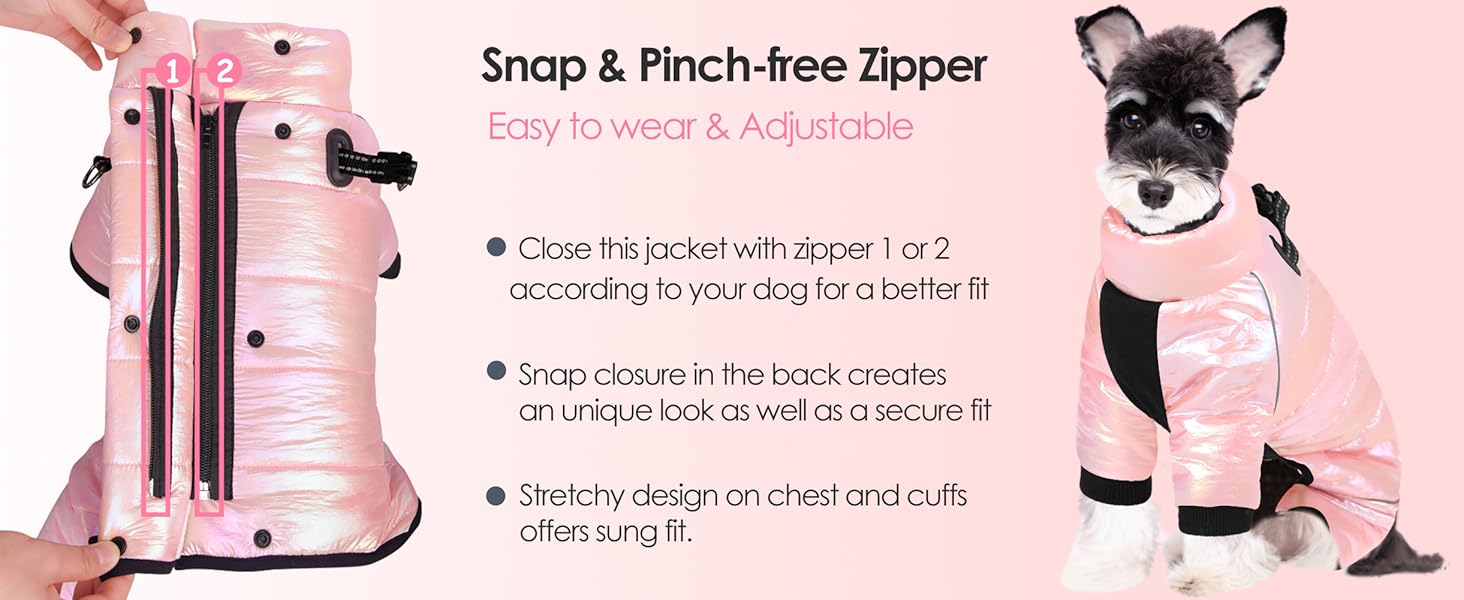 Водонепроникний зимовий одяг для собак AOFITEE: тепла куртка для маленьких та середніх собак, з відбиваючими смугами та блискавкою. Рожевий колір.