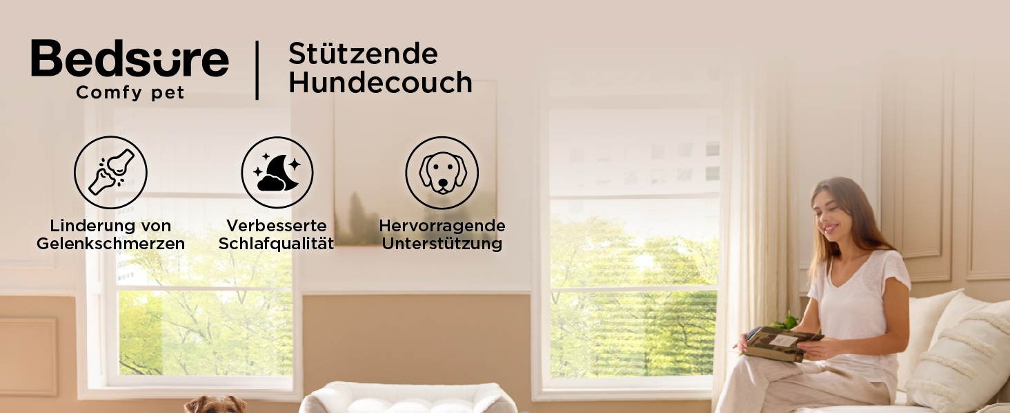 Крісло-лежанка для собак BEDSURE великих порід - 89x63 см, товста підстилка, водонепроникний чохол, антиковзаюча поверхня, м'який плюш Sherpa, темно-сірий колір