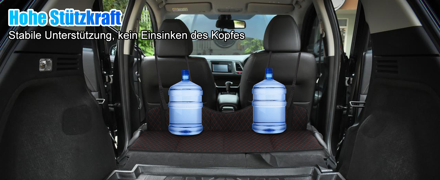 Розширювач сидіння заднього ряду авто, розкладний килимок-матрац для заднього сидіння, портативна платформа для кемпінгу та сну, універсальний для SUV, MPV та компактних авто (Чорний, Шкіра)