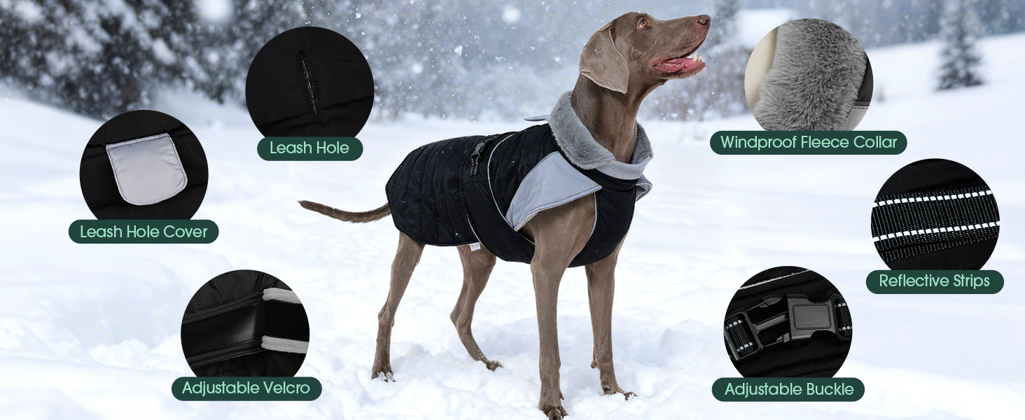 Водонепроникна та вітронепроникна куртка для собак Kuoser, теплий зимовий халат для великих собак, рожева XL