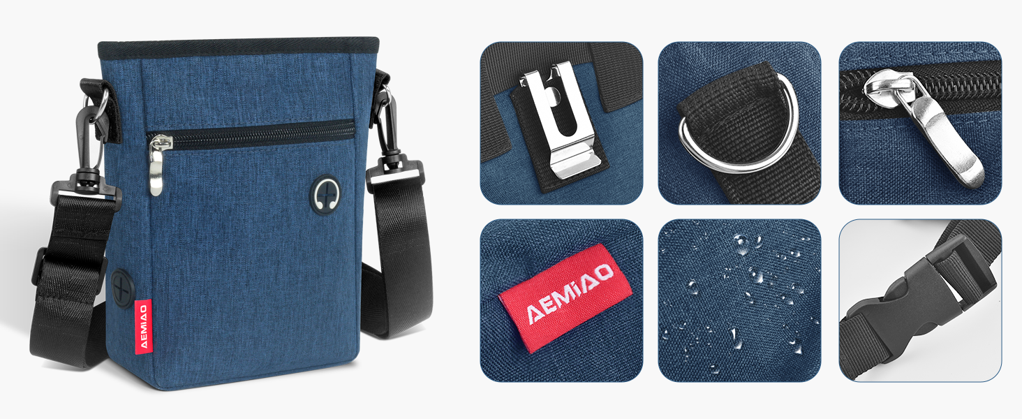 Футляр для ласощів для собак з магнітною застібкою, сумка для тренування собак з знімною внутрішньою кишенею, багатофункціональна сумка для ласощів для собак зі спонсором для фекалій, сірий (блакитний)