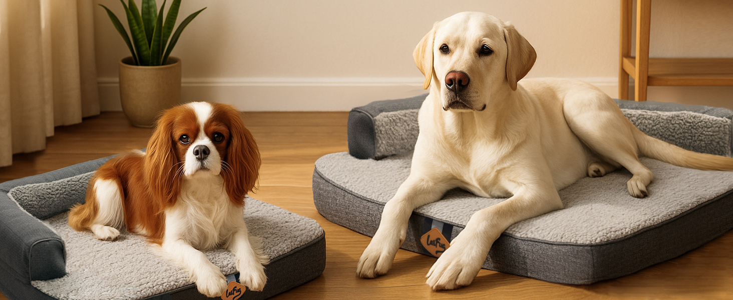 Ортопедичне ліжко для собак Laifug з memory foam, вологостійке, знімний чохол, неслизьке дно, сіре – для літніх та хворих собак