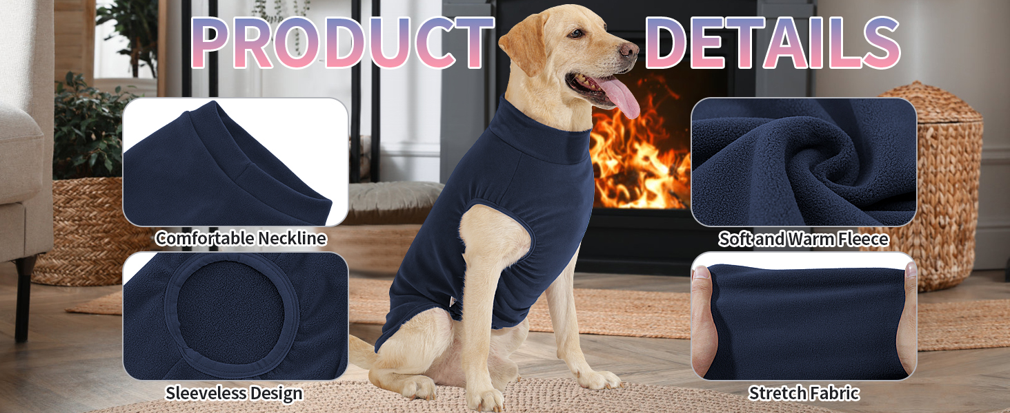 Пуловер для собак HEYWEAN: теплий флісовий костюм для маленьких, середніх та великих собак XL, синій