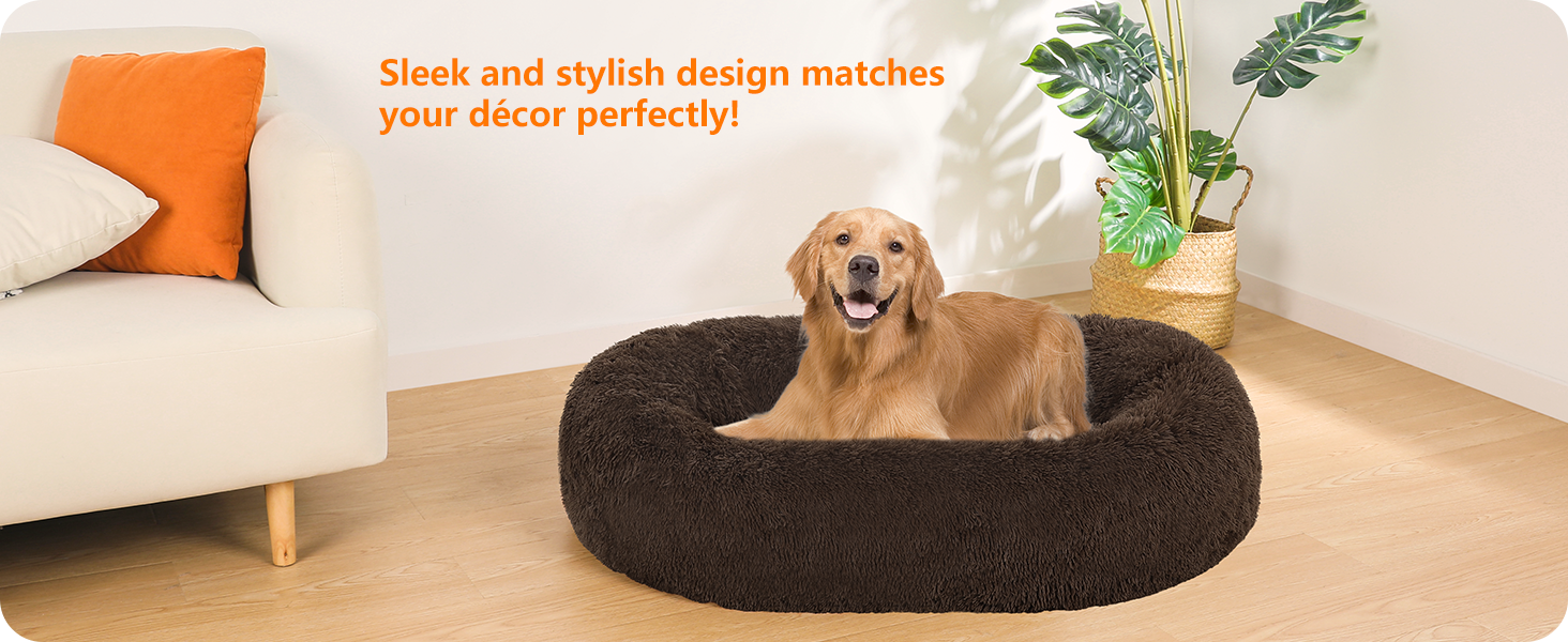 Ортопедичне ліжко для собак, кругленьке, м'яке, для котів та собак, ліжко-софа, коричневе, 100 см, 100x100x20 см